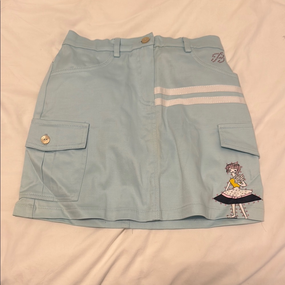Miss Blumarine Light Blue Skirt with Rhinestone Details
